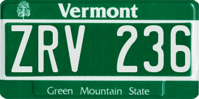 VT license plate ZRV236