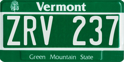 VT license plate ZRV237