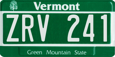 VT license plate ZRV241