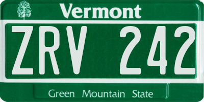 VT license plate ZRV242
