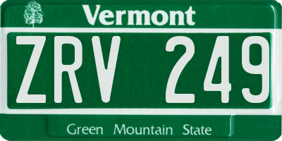 VT license plate ZRV249