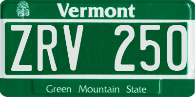 VT license plate ZRV250