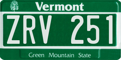 VT license plate ZRV251