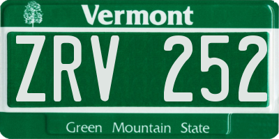 VT license plate ZRV252