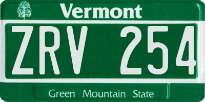 VT license plate ZRV254