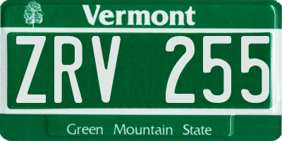 VT license plate ZRV255