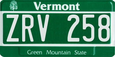 VT license plate ZRV258