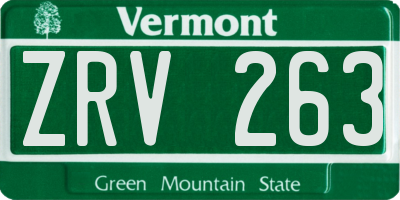 VT license plate ZRV263