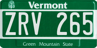VT license plate ZRV265