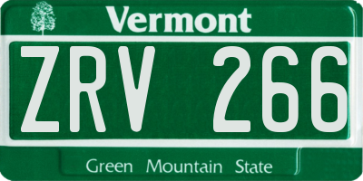 VT license plate ZRV266