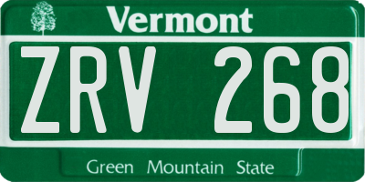 VT license plate ZRV268
