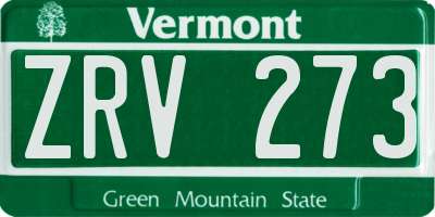 VT license plate ZRV273