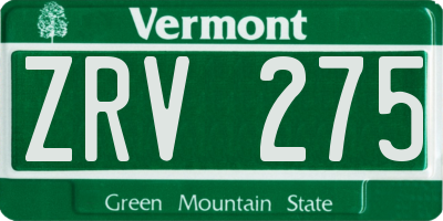 VT license plate ZRV275