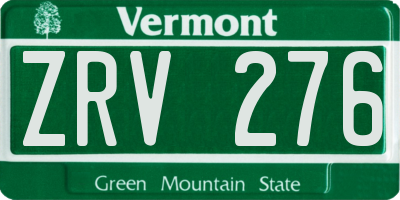 VT license plate ZRV276