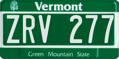 VT license plate ZRV277