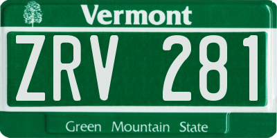 VT license plate ZRV281