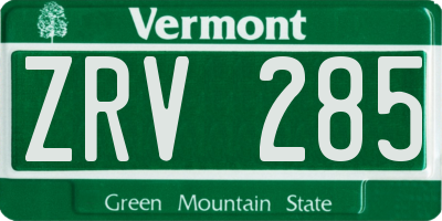 VT license plate ZRV285