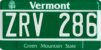 VT license plate ZRV286