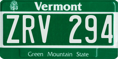 VT license plate ZRV294