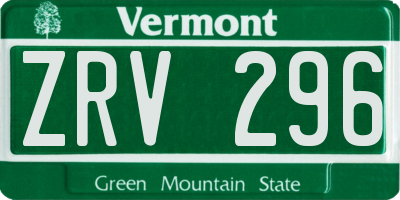 VT license plate ZRV296