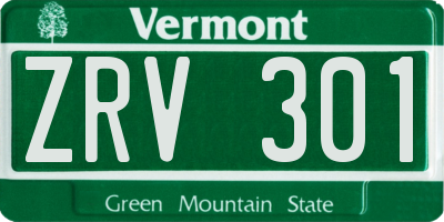 VT license plate ZRV301