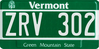 VT license plate ZRV302