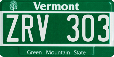 VT license plate ZRV303