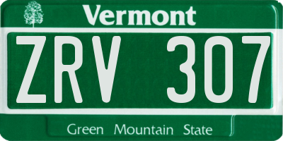 VT license plate ZRV307