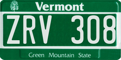 VT license plate ZRV308
