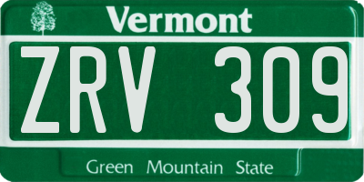 VT license plate ZRV309
