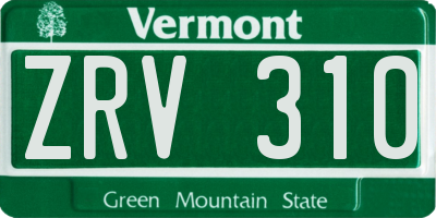 VT license plate ZRV310
