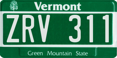 VT license plate ZRV311