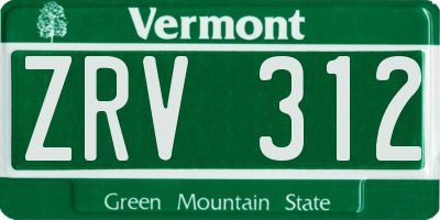 VT license plate ZRV312
