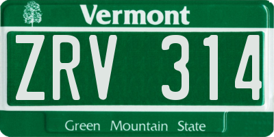 VT license plate ZRV314