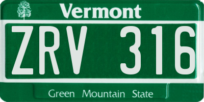 VT license plate ZRV316