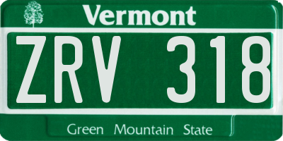 VT license plate ZRV318