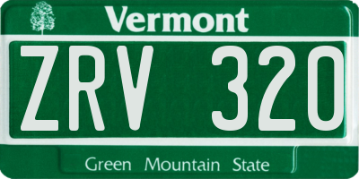 VT license plate ZRV320