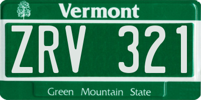 VT license plate ZRV321