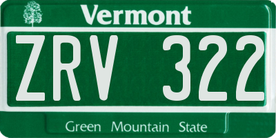 VT license plate ZRV322