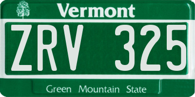 VT license plate ZRV325
