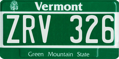 VT license plate ZRV326