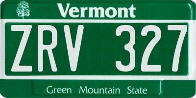 VT license plate ZRV327