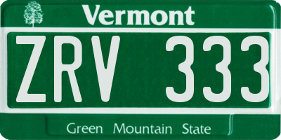 VT license plate ZRV333