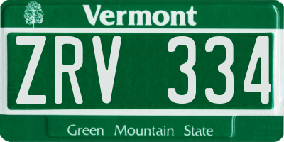 VT license plate ZRV334