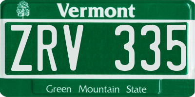 VT license plate ZRV335