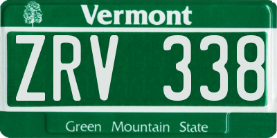 VT license plate ZRV338