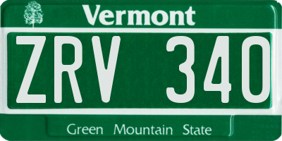 VT license plate ZRV340