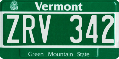 VT license plate ZRV342
