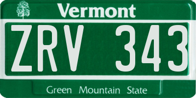 VT license plate ZRV343