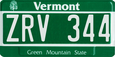 VT license plate ZRV344